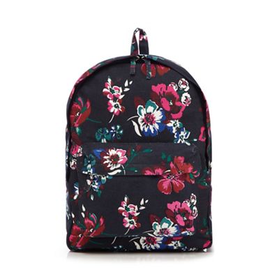 Navy floral print backpack